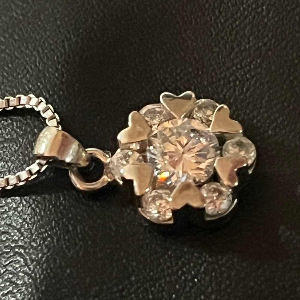Elegant 925 Silver & CZ Heart Pendant Necklace